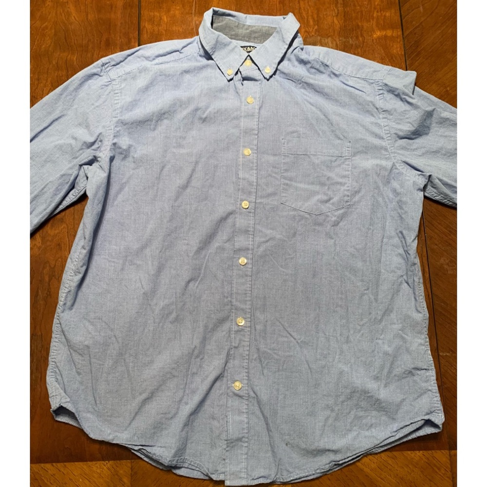 Mens’ Light Blue Mix & NY Button Down Shirt (Size: L)